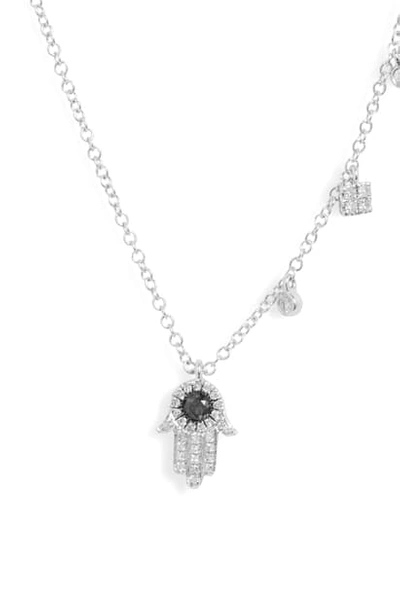 Shop Meira T Diamond Hamsa Pendant Necklace In White Gold/ Diamond