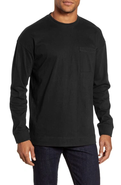 Shop Ted Baker Speedin Long Sleeve Slim Fit Pocket T-shirt In Black