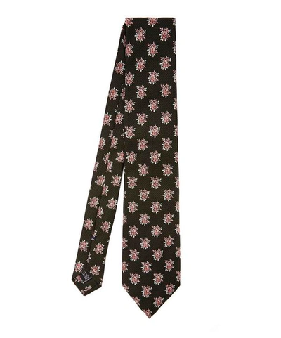 Shop Liberty London Baillie Woven Silk Tie In Khaki