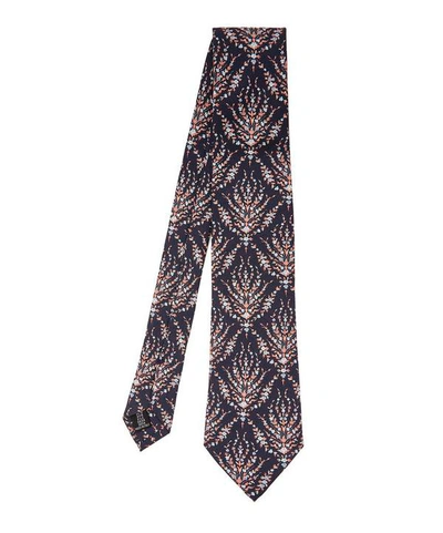 Shop Liberty London Eluard Printed Silk Tie In Navy