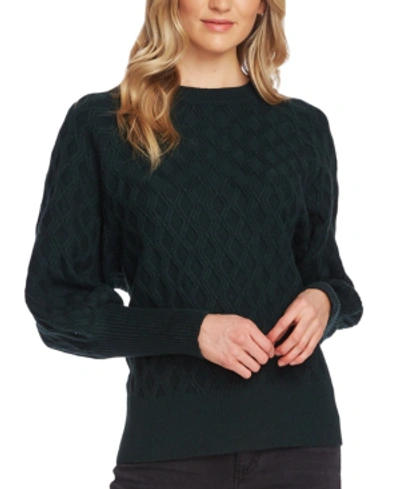 Shop Vince Camuto Textured-knit Crewneck Sweater In Dark Willow