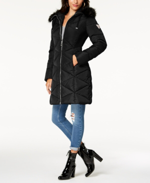 guess faux fur trim jacket