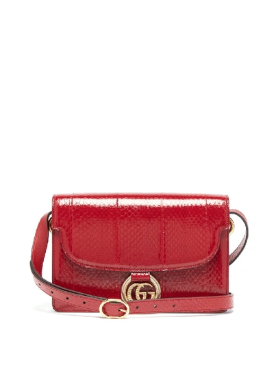 Shop Gucci Gg-ring Elaphe Shoulder Bag In Red