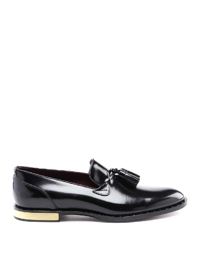 Shop Dolce & Gabbana Napoli Brushed Leather Loafers In Black