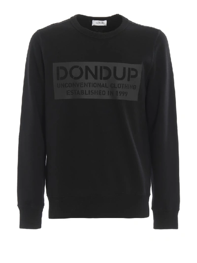 Shop Dondup Logo Print Crew Neck Sweater In Black