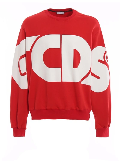Shop Gcds Maxi Logo Print Sweatshirt In Red