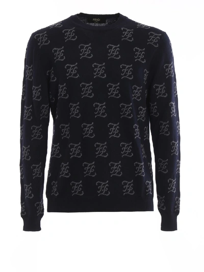 Shop Fendi Karligraphy Wool Sweater In Black