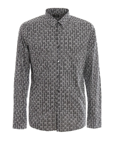 Shop Fendi Geometric Printed Cotton Shirt In Grey