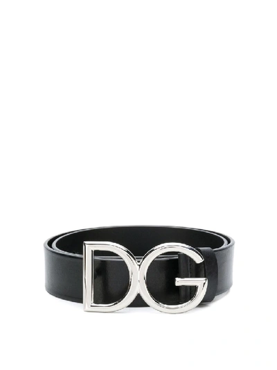 Shop Dolce & Gabbana Dg Logo Black Leather Belt