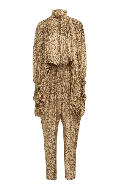Shop Zimmermann Printed Silk-chiffon Jumpsuit In Brown