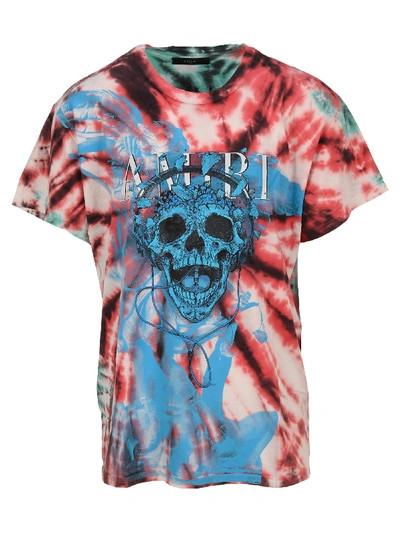 Shop Amiri Skull Print Tie-dye T-shirt In Multicolor