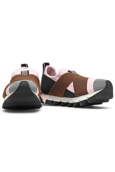 Shop Dolce & Gabbana Suede-trimmed Neoprene Slip-on Sneakers In Baby Pink