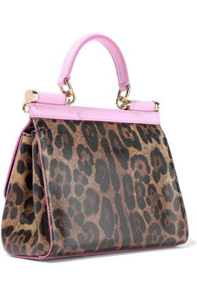 Shop Dolce & Gabbana Woman Sicily Medium Leopard-print Textured-leather Shoulder Bag Animal Print
