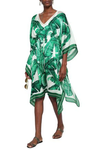 Shop Dolce & Gabbana Woman Printed Silk Crepe De Chine Kaftan Green