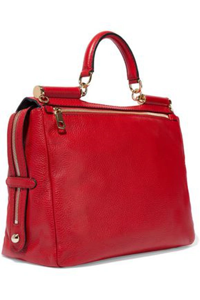Shop Dolce & Gabbana Woman Textured-leather Tote Red