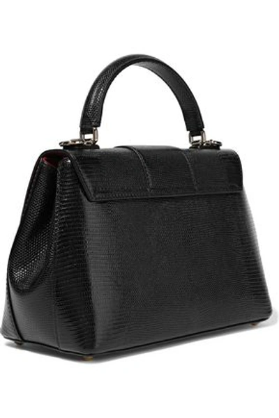 Shop Dolce & Gabbana Woman Lucia Lizard-effect Leather Shoulder Bag Black