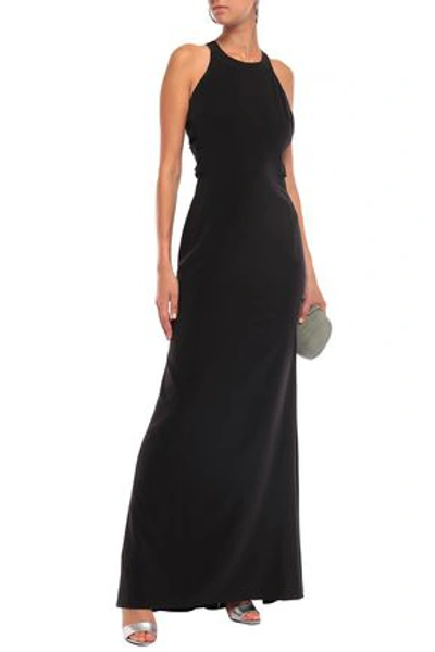 Shop Halston Heritage Stretch-crepe Gown In Black