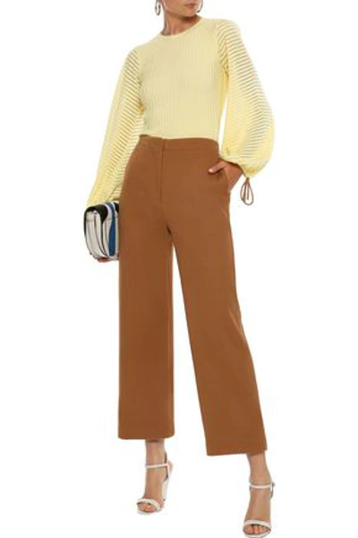 Shop Roksanda Woman Cropped Wool And Cashmere-blend Straight-leg Pants Camel
