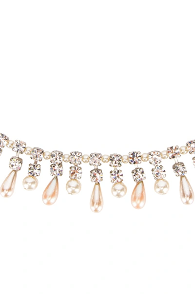Shop Alessandra Rich Pearl Drops Necklace In Crystal & Pearl