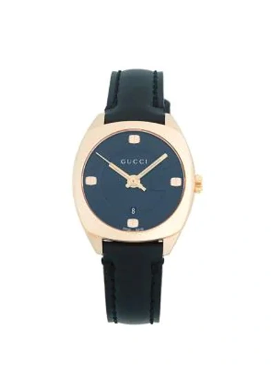 Shop Gucci Stainless Steel & Leather-strap Watch In Gold