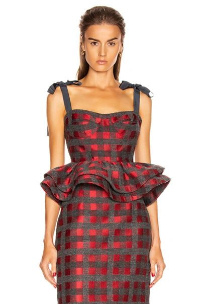 Shop Silvia Tcherassi Dakia Top In Red & Grey Check