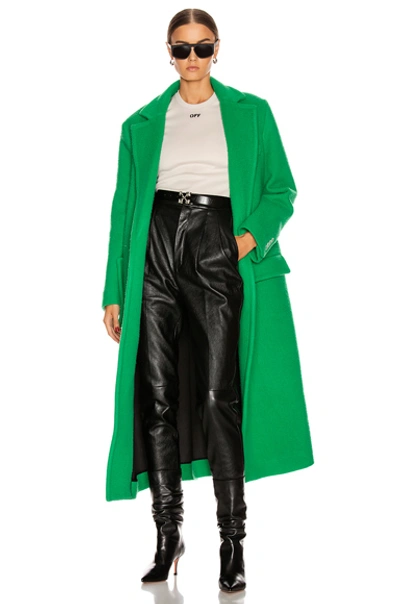 Shop Off-white Curly Two Layer Belt Coat In Green