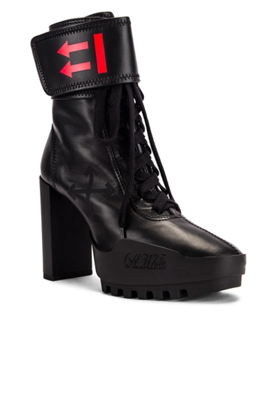 Shop Off-white Heeled Moto Wrap Boot In Black