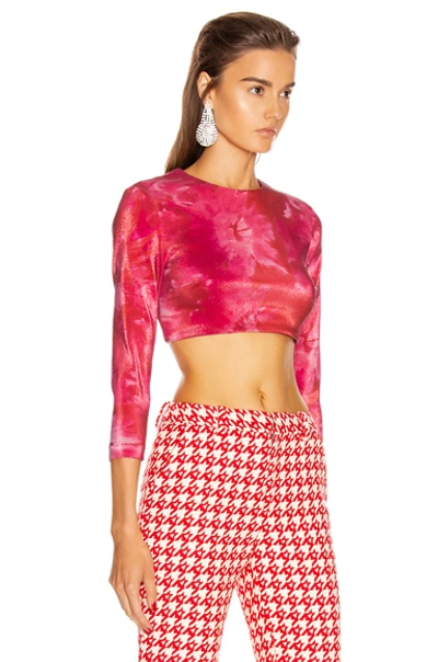 Shop Area Long Sleeve Cropped Top In Ruby & White