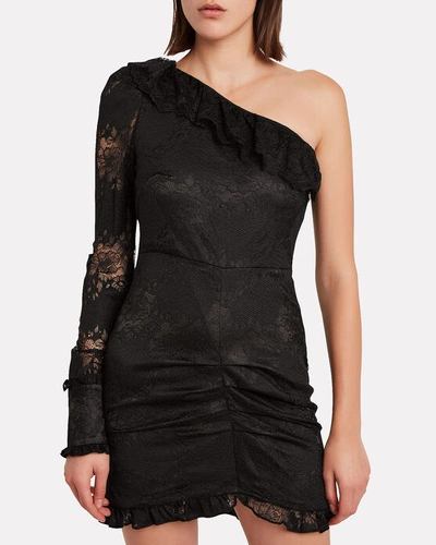 Shop Alexis Ilana Lace One-shoulder Dress In Black