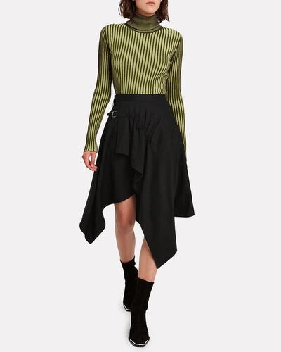 Shop Mcq By Alexander Mcqueen Striped Cotton Turtleneck Sweater In Ochre/stripe
