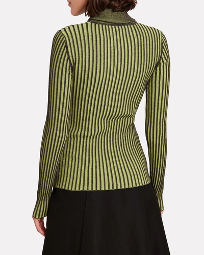 Shop Mcq By Alexander Mcqueen Striped Cotton Turtleneck Sweater In Ochre/stripe