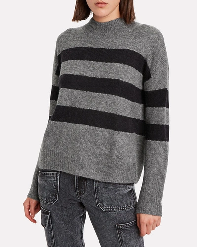 Shop Rails Ellise Striped Mock Neck Sweater In Charcoal/midnight Stripe