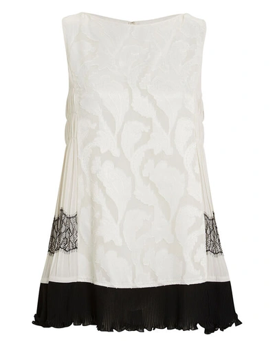 Shop Adeam Lace-trimmed Satin Top In Ivory