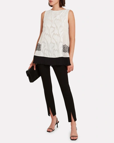 Shop Adeam Lace-trimmed Satin Top In Ivory