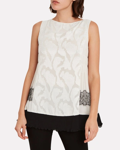 Shop Adeam Lace-trimmed Satin Top In Ivory