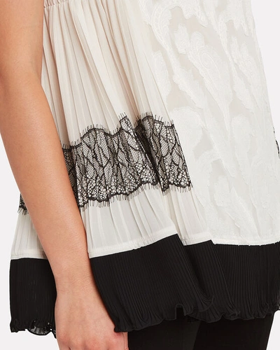 Shop Adeam Lace-trimmed Satin Top In Ivory