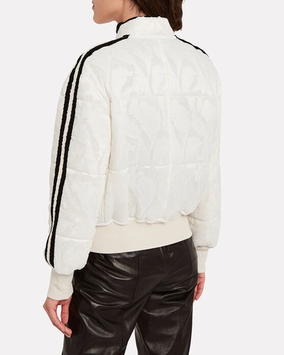 Shop Adeam Quilted Paisley Bomber Jacket In Ivory