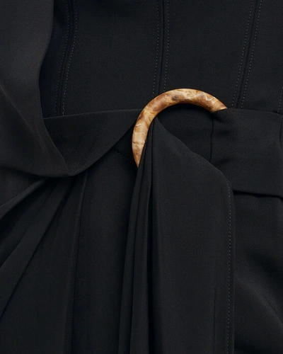 Shop Acler Maine Draped Crepe Combo Midi Dress In Black