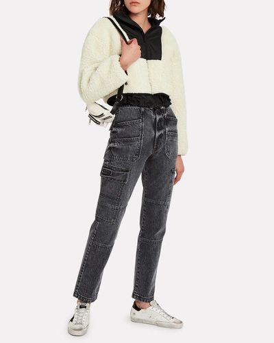 Shop 3.1 Phillip Lim Cropped Teddy Bomber Jacket In Ivory