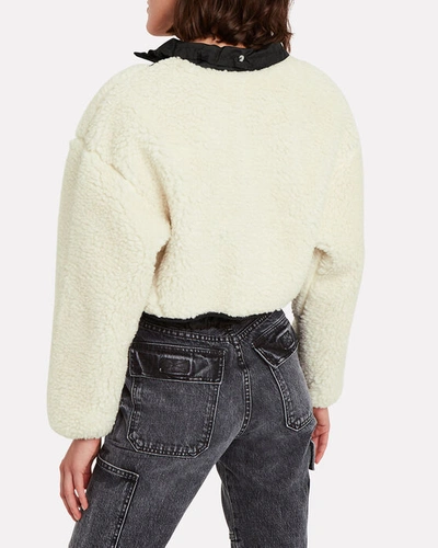 Shop 3.1 Phillip Lim Cropped Teddy Bomber Jacket In Ivory
