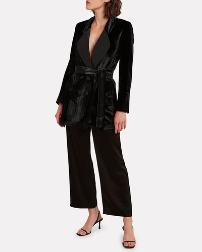 Shop Blazé Milano Etoile Double Breasted Velvet Blazer In Black