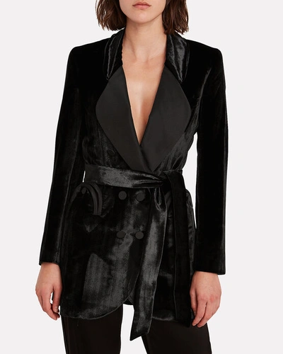 Shop Blazé Milano Etoile Double Breasted Velvet Blazer In Black