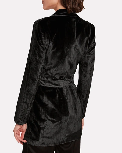 Shop Blazé Milano Etoile Double Breasted Velvet Blazer In Black