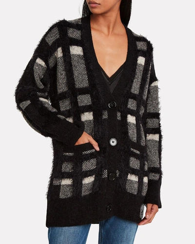 Shop Equipment Cisse Wool-blend Plaid Cardigan In Charcoal Plaid