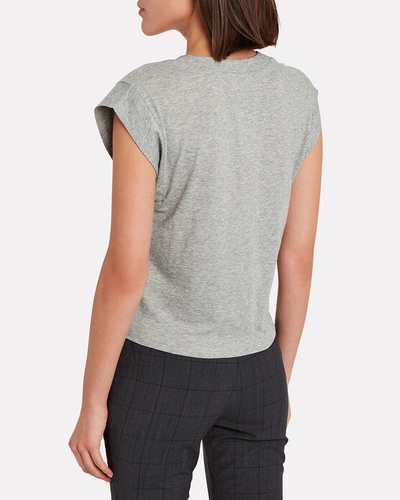 Shop Frame Le High Rise V-neck Cotton T-shirt In Grey