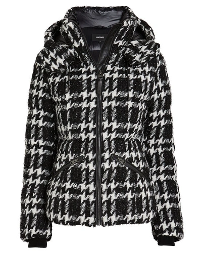 Shop Mackage Madalyn Tweed Puffer Jacket In Black/white