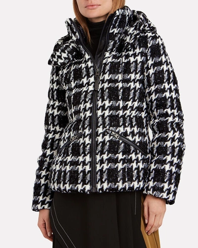 Shop Mackage Madalyn Tweed Puffer Jacket In Black/white
