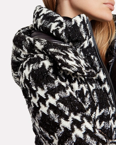 Shop Mackage Madalyn Tweed Puffer Jacket In Black/white