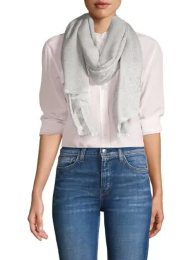 Shop Calvin Klein Printed Fray-trim Scarf In Grey