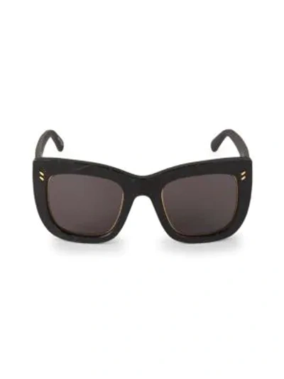 Shop Stella Mccartney 48mm Croco-embossed Square Sunglasses In Black